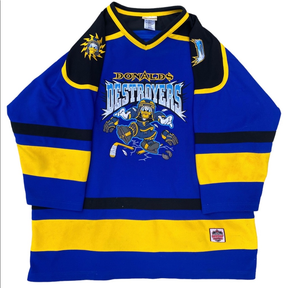 vintage Donald Duck Destroyers #34 hockey jersey